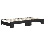 vidaXL Pat de zi cu extensie și sertare, negru, 100x200 cm, textil
