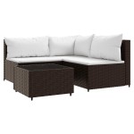 vidaXL Set mobilier de grădină cu perne, 4 piese, maro, poliratan vidaXL Set mobilier de grădină cu perne, 4 piese, maro, poliratan