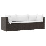 vidaXL Set mobilier de grădină cu perne, 3 piese, maro, poliratan vidaXL Set mobilier de grădină cu perne, 3 piese, maro, poliratan