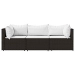vidaXL Set mobilier de grădină cu perne, 3 piese, maro, poliratan vidaXL Set mobilier de grădină cu perne, 3 piese, maro, poliratan