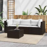 vidaXL Set mobilier de grădină cu perne, 4 piese, maro, poliratan vidaXL Set mobilier de grădină cu perne, 4 piese, maro, poliratan