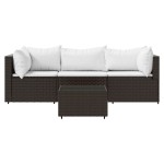 vidaXL Set mobilier de grădină cu perne, 4 piese, maro, poliratan vidaXL Set mobilier de grădină cu perne, 4 piese, maro, poliratan