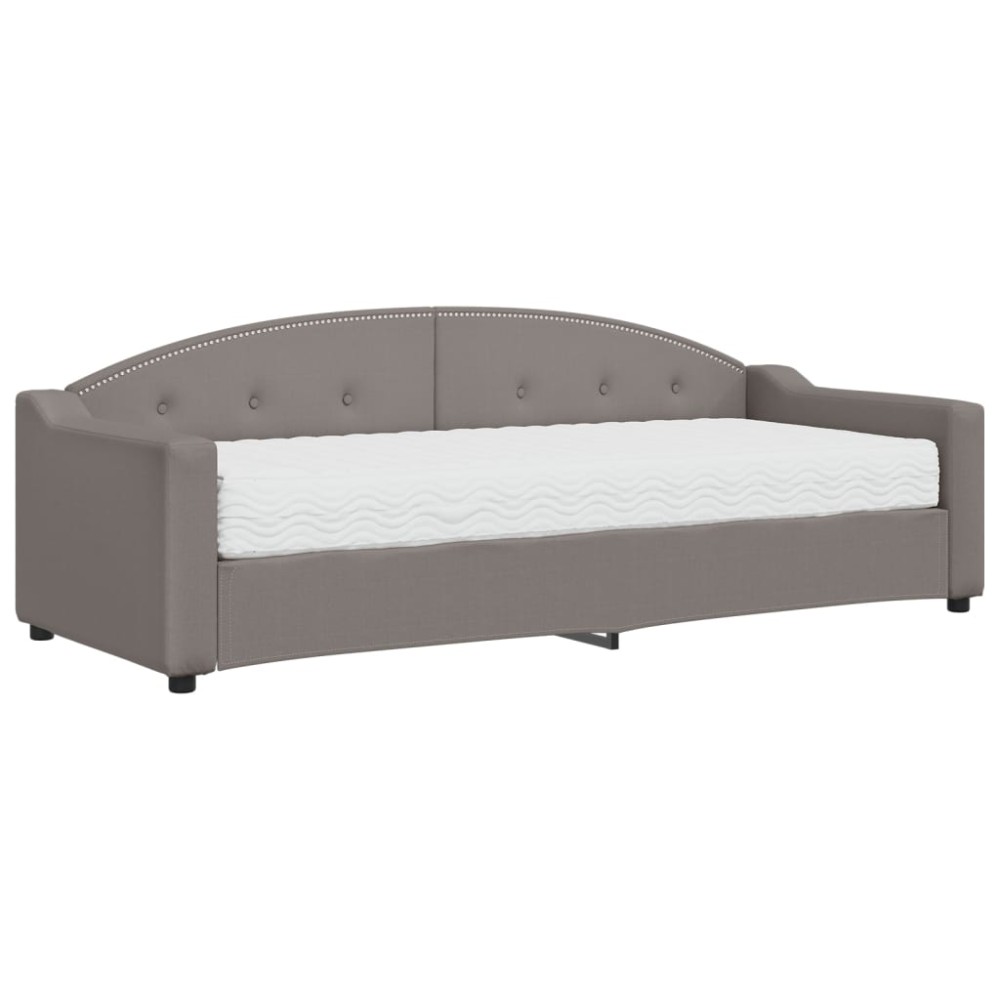 vidaXL Pat de zi cu saltea, gri taupe, 80x200 cm, textil