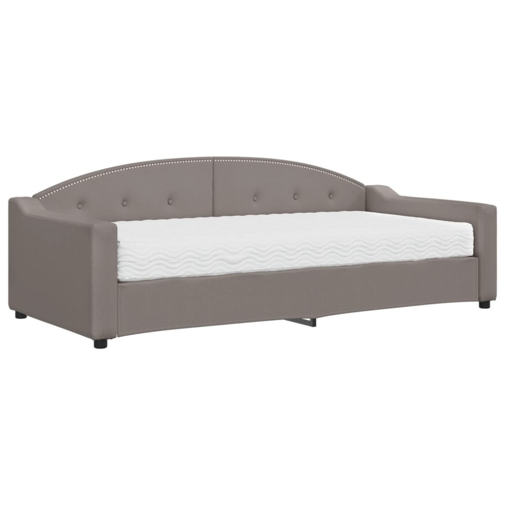 vidaXL Pat de zi cu saltea, gri taupe, 90x200 cm, textil