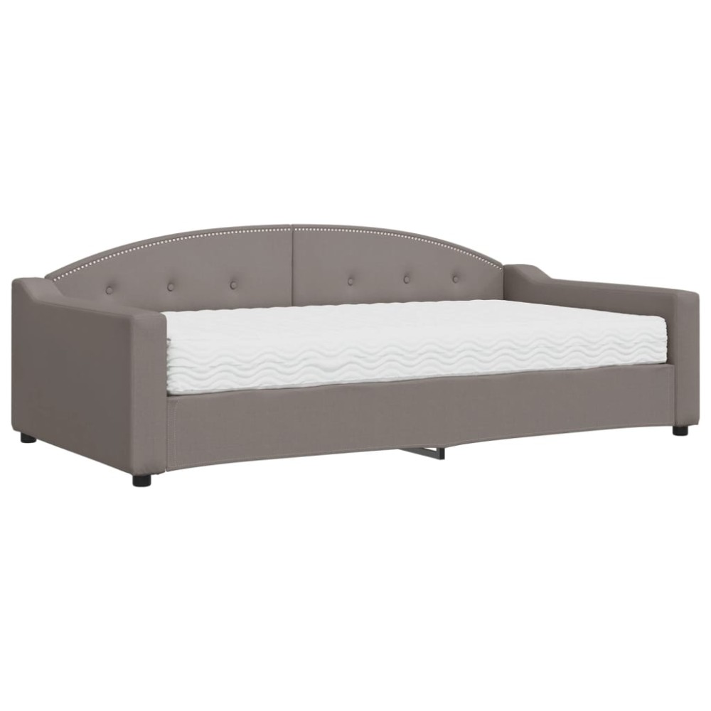 vidaXL Pat de zi cu saltea, gri taupe, 100x200 cm, textil