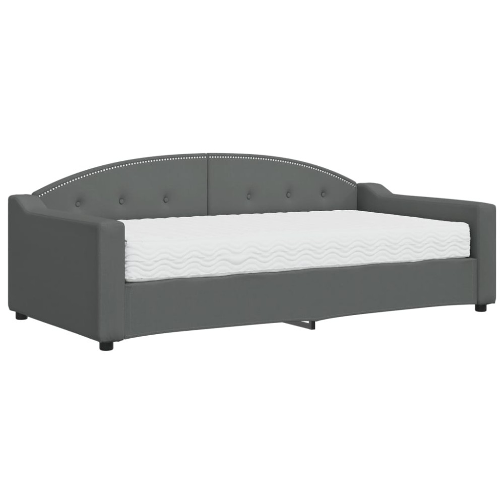 vidaXL Pat de zi cu saltea, gri închis, 90x190 cm, textil