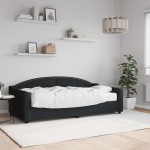 vidaXL Pat de zi cu saltea, negru, 90x190 cm, textil
