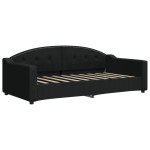 vidaXL Pat de zi cu saltea, negru, 90x190 cm, textil