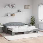 vidaXL Pat de zi cu extensie, gri deschis, 80x200 cm, textil vidaXL Pat de zi cu extensie, gri deschis, 80x200 cm, textil