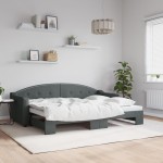 vidaXL Pat de zi cu extensie, gri închis, 80x200 cm, textil vidaXL Pat de zi cu extensie, gri închis, 80x200 cm, textil