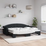 vidaXL Pat de zi cu extensie, negru, 80x200 cm, textil vidaXL Pat de zi cu extensie, negru, 80x200 cm, textil