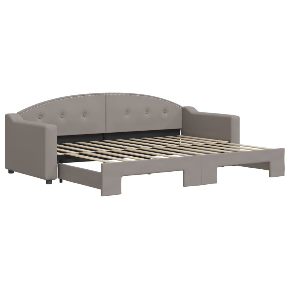 vidaXL Pat de zi cu extensie, gri taupe, 80x200 cm, textil