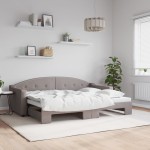 vidaXL Pat de zi cu extensie, gri taupe, 80x200 cm, textil vidaXL Pat de zi cu extensie, gri taupe, 80x200 cm, textil