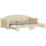vidaXL Pat de zi cu extensie, crem, 80x200 cm, textil vidaXL Pat de zi cu extensie, crem, 80x200 cm, textil
