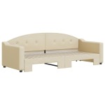 vidaXL Pat de zi cu extensie, crem, 80x200 cm, textil vidaXL Pat de zi cu extensie, crem, 80x200 cm, textil