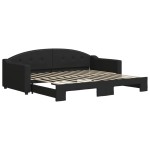 vidaXL Pat de zi cu extensie, negru, 90x200 cm, textil vidaXL Pat de zi cu extensie, negru, 90x200 cm, textil