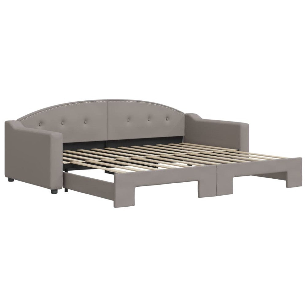 vidaXL Pat de zi cu extensie, gri taupe, 90x200 cm, textil
