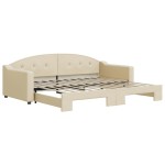 vidaXL Pat de zi cu extensie, crem, 90x200 cm, textil vidaXL Pat de zi cu extensie, crem, 90x200 cm, textil