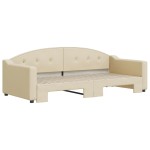 vidaXL Pat de zi cu extensie, crem, 90x200 cm, textil vidaXL Pat de zi cu extensie, crem, 90x200 cm, textil