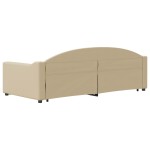 vidaXL Pat de zi cu extensie, crem, 90x200 cm, textil vidaXL Pat de zi cu extensie, crem, 90x200 cm, textil