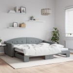 vidaXL Pat de zi cu extensie, gri deschis, 100x200 cm, textil vidaXL Pat de zi cu extensie, gri deschis, 100x200 cm, textil