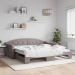 vidaXL Pat de zi cu extensie, gri taupe, 100x200 cm, textil vidaXL Pat de zi cu extensie, gri taupe, 100x200 cm, textil