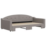 vidaXL Pat de zi cu extensie, gri taupe, 100x200 cm, textil vidaXL Pat de zi cu extensie, gri taupe, 100x200 cm, textil
