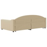 vidaXL Pat de zi cu extensie, crem, 100x200 cm, textil vidaXL Pat de zi cu extensie, crem, 100x200 cm, textil
