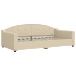 vidaXL Pat de zi cu extensie, crem, 100x200 cm, textil vidaXL Pat de zi cu extensie, crem, 100x200 cm, textil