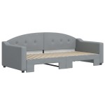vidaXL Pat de zi cu extensie, gri deschis, 90x190 cm, textil vidaXL Pat de zi cu extensie, gri deschis, 90x190 cm, textil