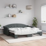 vidaXL Pat de zi cu extensie, gri închis, 90x190 cm, textil vidaXL Pat de zi cu extensie, gri închis, 90x190 cm, textil