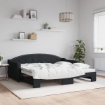 vidaXL Pat de zi cu extensie, negru, 90x190 cm, textil vidaXL Pat de zi cu extensie, negru, 90x190 cm, textil
