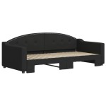 vidaXL Pat de zi cu extensie, negru, 90x190 cm, textil vidaXL Pat de zi cu extensie, negru, 90x190 cm, textil
