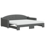 vidaXL Pat de zi cu extensie și saltele, gri închis, 90x200 cm, textil