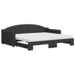vidaXL Pat de zi cu extensie și saltele, negru, 90x200 cm, textil
