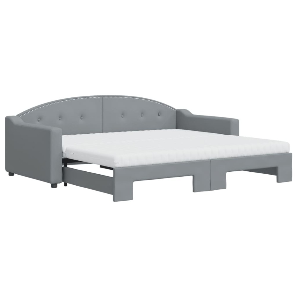 vidaXL Pat de zi cu extensie și saltele, gri deschis 90x190 cm textil