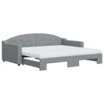 vidaXL Pat de zi cu extensie și saltele, gri deschis 90x190 cm textil