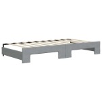 vidaXL Pat de zi cu extensie și saltele, gri deschis 90x190 cm textil