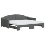 vidaXL Pat de zi cu extensie și saltele, gri închis, 90x190 cm, textil
