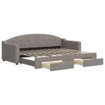 vidaXL Pat de zi cu extensie și sertare, gri taupe, 80x200 cm, textil