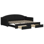 vidaXL Pat de zi cu extensie și sertare, negru, 90x200 cm, textil