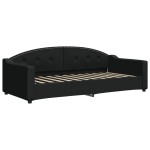 vidaXL Pat de zi cu extensie și sertare, negru, 90x200 cm, textil
