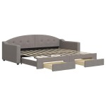 vidaXL Pat de zi cu extensie și sertare, gri taupe, 90x200 cm, textil
