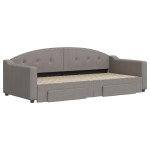vidaXL Pat de zi cu extensie și sertare, gri taupe, 90x200 cm, textil