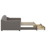 vidaXL Pat de zi cu extensie și sertare, gri taupe, 90x200 cm, textil