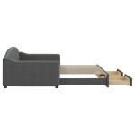 vidaXL Pat de zi cu extensie și sertare, gri închis, 100x200 cm textil