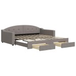 vidaXL Pat de zi cu extensie și sertare, gri taupe, 100x200 cm, textil