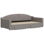 vidaXL Pat de zi cu extensie și sertare, gri taupe, 100x200 cm, textil