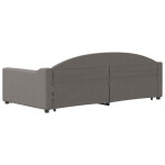 vidaXL Pat de zi cu extensie și sertare, gri taupe, 100x200 cm, textil