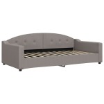 vidaXL Pat de zi cu extensie și sertare, gri taupe, 100x200 cm, textil